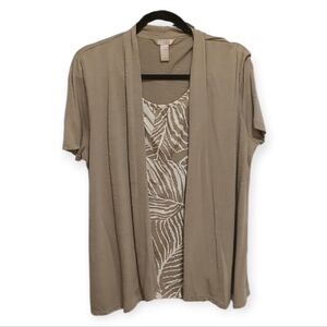 White Stag Taupe Open-Front Layering Cardigan and Tank